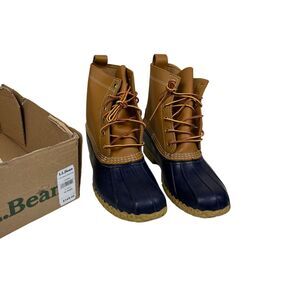L.L. Bean Women's 10 Boots, Tan/Navy 8" Bean Boots, 212880, New